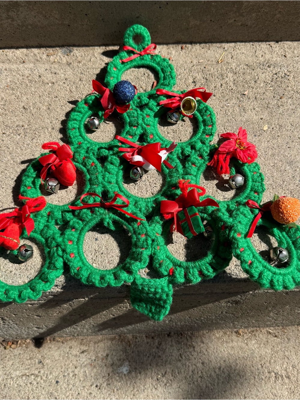 Grannycore Handmade Green Crochet Christmas Tree Wall Hanging Decor